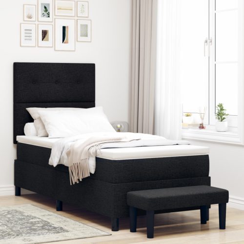 Box Spring Ágy matraccal és padlóval Szürke 100x200 cm Szövet