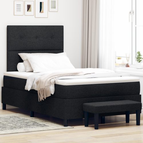 Box Spring Ágy matraccal és pad fekete 120x200 cm szövet