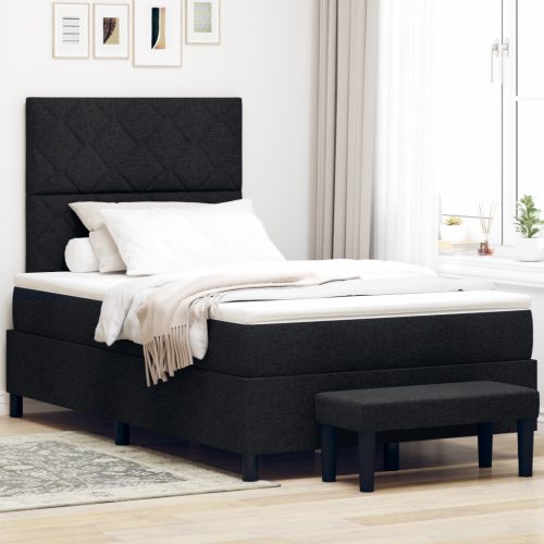 Box Spring Ágy Matraccal és Pad Fekete 120x190 cm Szövet