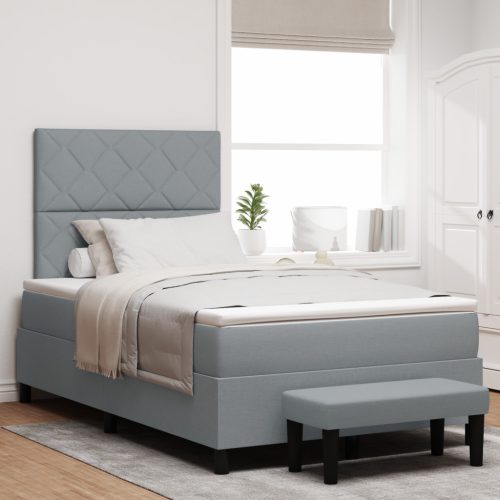Boxspring ágy matraccal és padlós lámpával Szürke 120x200 cm Szövet