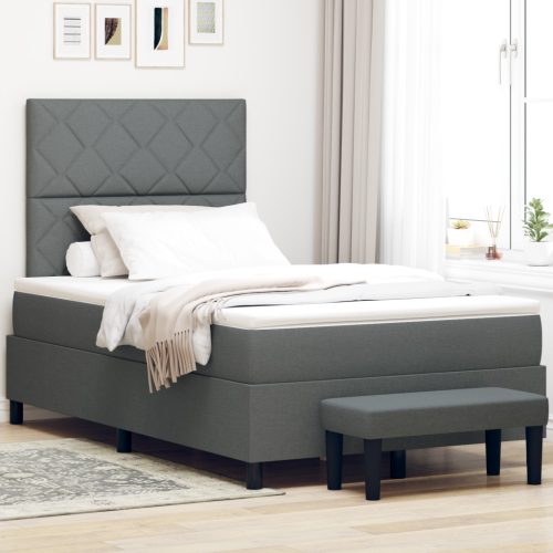 Box Spring ágy matraccal és paddal sötétszürke 120x200 cm