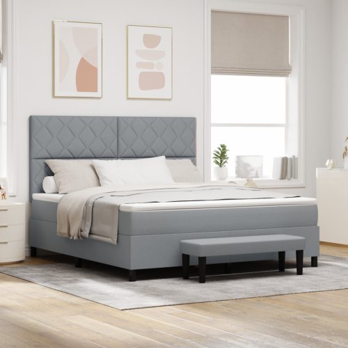 Világosszürke Box Spring Ágy Matrac & Pad 180x200 cm Szövet