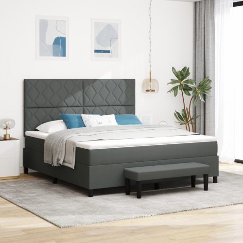 Box Spring Ágy Matraccal és Padal Sötétszürke 180x200 cm Szövet
