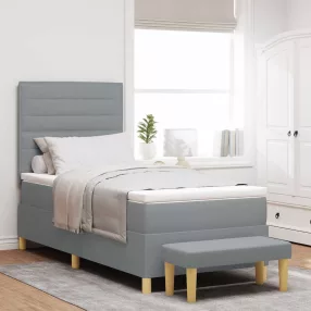   vidaXL Boxrugós ágy fejtámlával Világosszürke 200 x 100 cm szövet