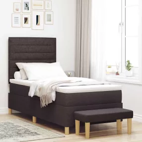   vidaXL Boxrugós ágy fejtámlával sötétbarna 200 x 90 cm szövet