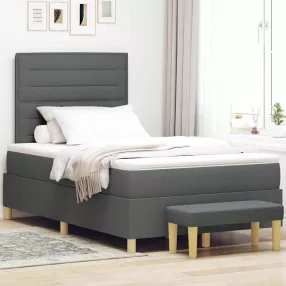   vidaXL Boxrugós ágy fejtámlával Sötétszürke 190 x 120 cm szövet