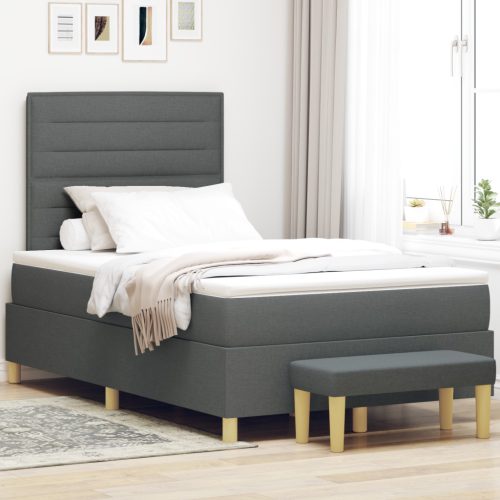 Box Spring Ágy matraccal és paddal Sötétszürke 120x190 cm Szövet