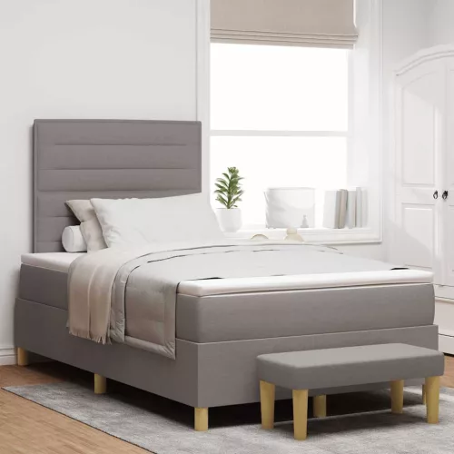vidaXL Boxrugós ágy fejtámlával Tópszínű 190 x 120 cm szövet