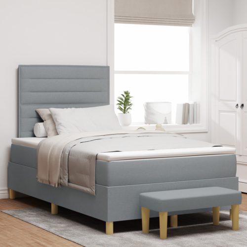 Boxspring Ágy Matraccal és Pad Light Grey 120x200 cm Szövet