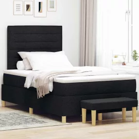   vidaXL Boxrugós ágy fejtámlával Fekete 200 x 120 cm szövet