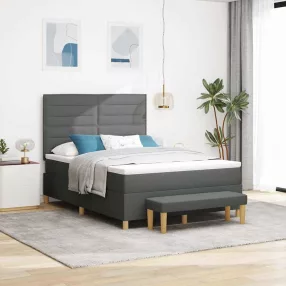   vidaXL Boxrugós ágy párnával Sötétszürke 200 x 140 cm szövet