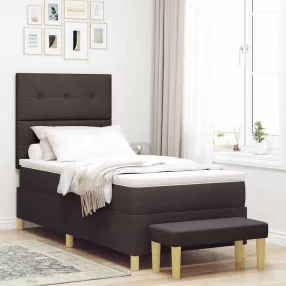   vidaXL Boxrugós ágy fejtámlával sötétbarna 200 x 80 cm szövet