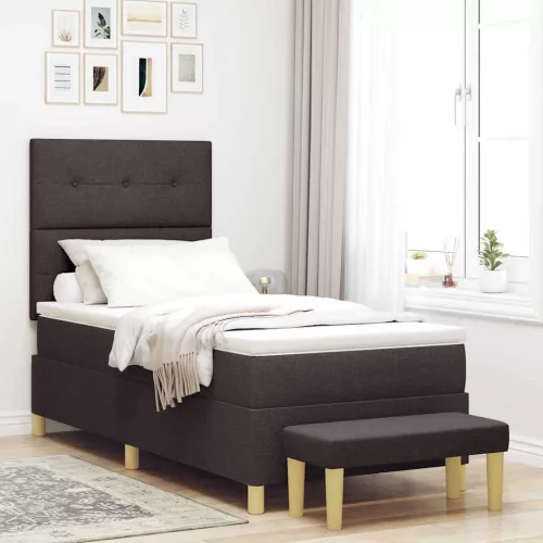 vidaXL Boxrugós ágy fejtámlával sötétbarna 200 x 80 cm szövet