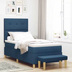   vidaXL Boxrugós ágy párnával fejtámlával Kék 200 x 80 cm szövet