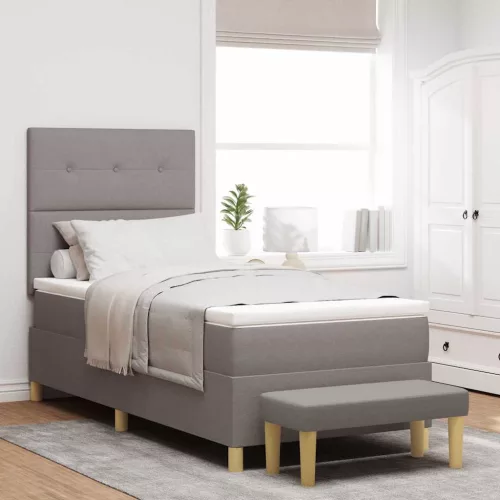 vidaXL Boxrugós ágy párnával fejtámlával Tópszínű 200 x 90 cm szövet