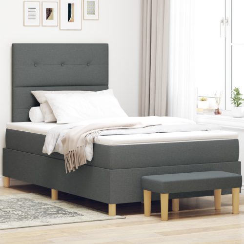 Boxspring Ágy Matrac & Pad Sötétszürke 120x190 cm Szövet