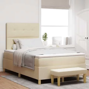   vidaXL Boxrugós ágy fejtámlával Krém 190 x 120 cm szövet