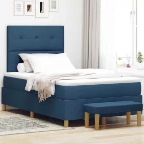   vidaXL Boxrugós ágy fejtámlával Kék 200 x 120 cm szövet