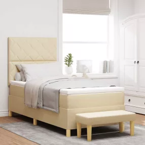   vidaXL Boxrugós ágy párnával fejtámlával Krém 200 x 100 cm szövet