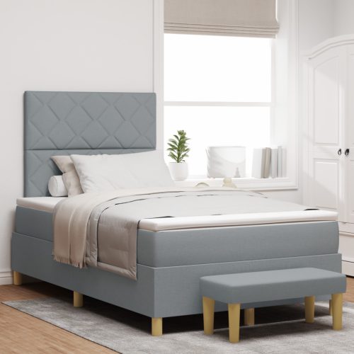 Boxspring ágy matraccal és paddal Világosszürke 120x200 cm Szövet