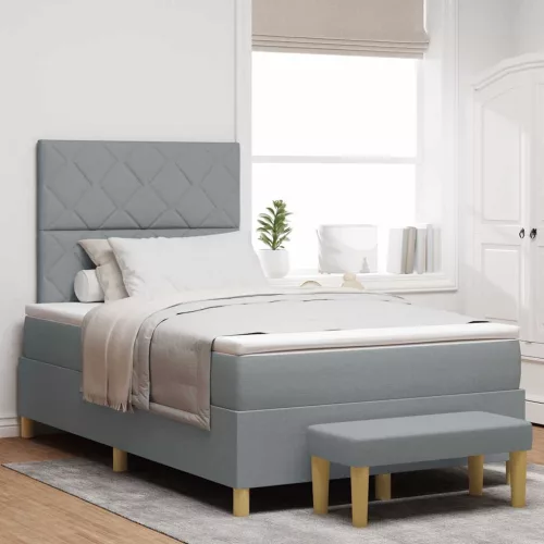vidaXL Boxrugós ágy párnával Világosszürke 200 x 120 cm szövet