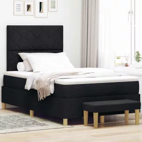   vidaXL Boxrugós ágy párnával fejtámlával Fekete 200 x 120 cm szövet