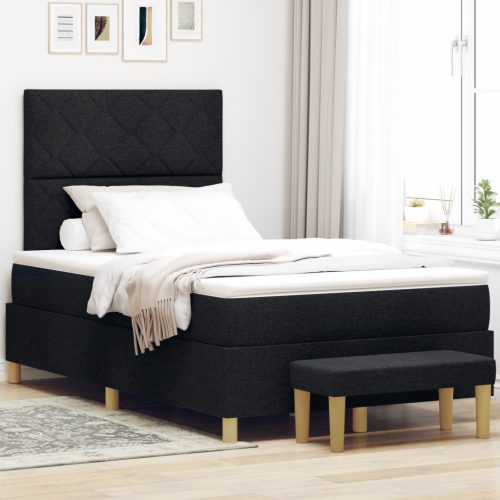 Box Spring Ágy matraccal és paddal Fekete 120x200 cm Szövet