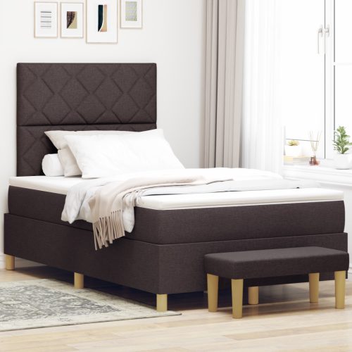 Ágytámla matraccal és pad Dark Brown 120x200 cm Szövet