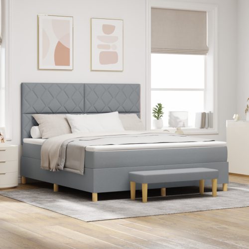Box Spring Ágy matraccal és paddal Világosszürke 180x200 cm Szövet