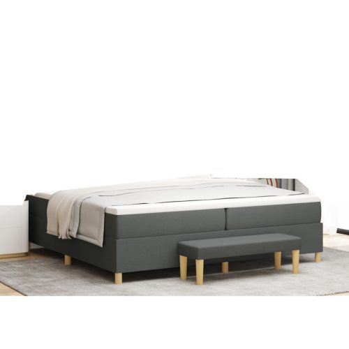 Boxspring ágy matraccal és paddal Sötétszürke 200x200 cm Szövet
