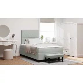   vidaXL Boxrugós ágy fejtámlával Világosszürke 190 x 120 cm Bársony