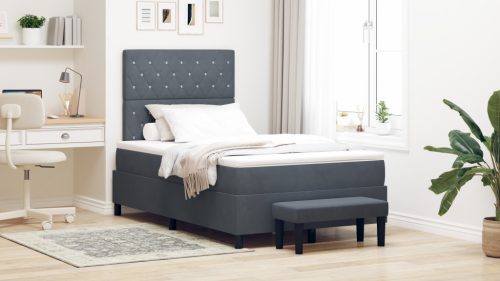Box Spring Ágy Matraccal és Pad Dark Grey 120x190 cm Bársony