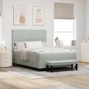   vidaXL Boxrugós ágy párnával Világosszürke 200 x 140 cm Bársony