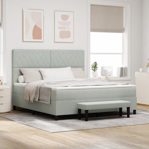 Box Spring Ágy Matraccal és Paddal Világosszürke 180x200 cm Bársony