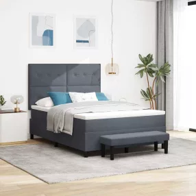   vidaXL Boxrugós ágy párnával Sötétszürke 200 x 160 cm Bársony