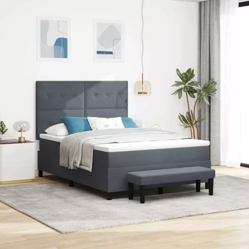 vidaXL Boxrugós ágy párnával Sötétszürke 200 x 160 cm Bársony