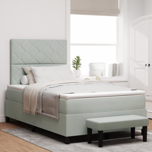 Box Spring Ágy Matrac & Pad Világosszürke 120x200 cm Bársonyos