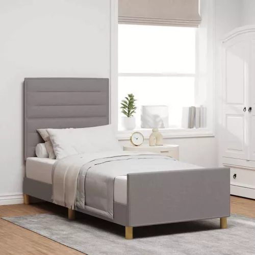 vidaXL Ágykeret fejtámlával Tópszínű 90 x 200 cm szövet
