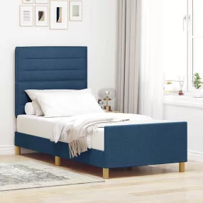 vidaXL Ágykeret fejtámlával Kék 90 x 200 cm szövet