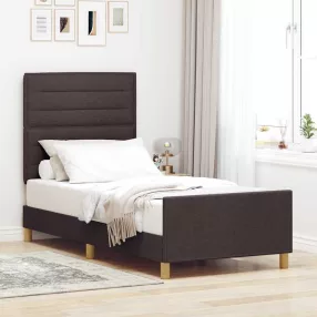   vidaXL Ágykeret fejtámlával sötétbarna 100 x 200 cm szövet