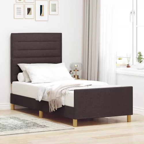 vidaXL Ágykeret fejtámlával sötétbarna 100 x 200 cm szövet