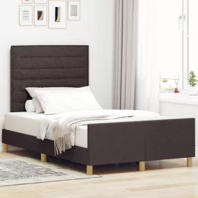   vidaXL Ágykeret fejtámlával sötétbarna 120 x 200 cm szövet