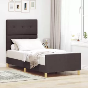   vidaXL Ágykeret fejtámlával sötétbarna 80 x 200 cm szövet