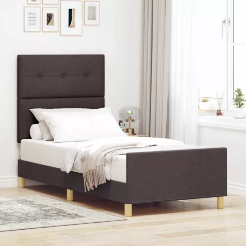 vidaXL Ágykeret fejtámlával sötétbarna 80 x 200 cm szövet