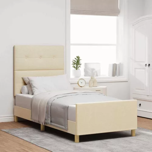 vidaXL Ágykeret fejtámlával Krém 80 x 200 cm szövet