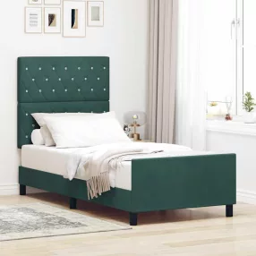   vidaXL Boxrugós ágy fejtámlával Sötétzöld 100 x 200 cm Bársony