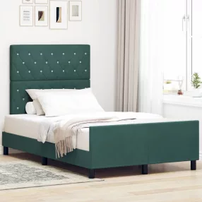   vidaXL Boxrugós ágy fejtámlával Sötétzöld 120 x 200 cm Bársony