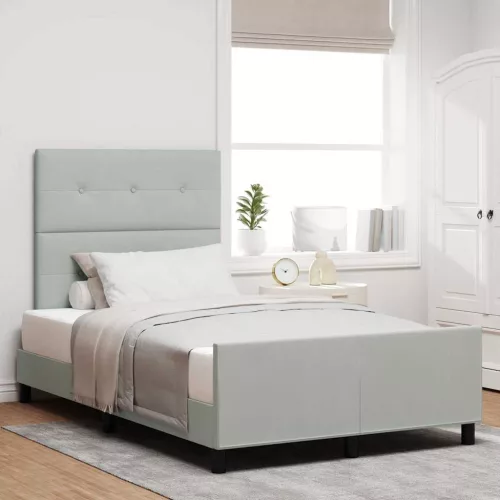 vidaXL Boxrugós ágy fejtámlával Világosszürke 120 x 190 cm Bársony