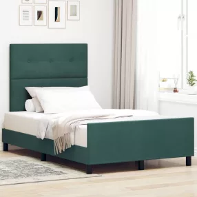   vidaXL Boxrugós ágy fejtámlával Sötétzöld 120 x 190 cm Bársony