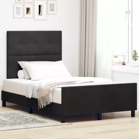   vidaXL Boxrugós ágy fejtámlával Fekete 120 x 200 cm Bársony